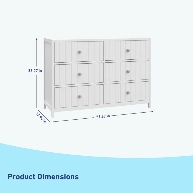 Graco Teddi 6 Drawer Nursery Double Dresser, White - Image 5