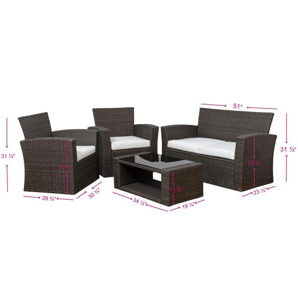 Grandview Outdoor 4-piece Brown Patio Conversation Set with Cushions Orange
