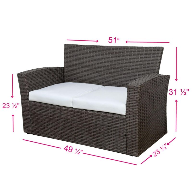 Grandview Outdoor 4-piece Brown Patio Conversation Set with Cushions Beige - Image 4