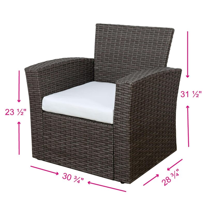 Grandview Outdoor 4-piece Brown Patio Conversation Set with Cushions Orange - Image 3
