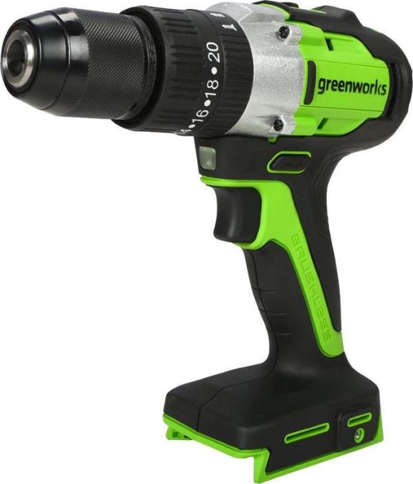 Greenworks 24V Brushless 1/2  Hammer Drill, Battery Not Included 3703402AZ