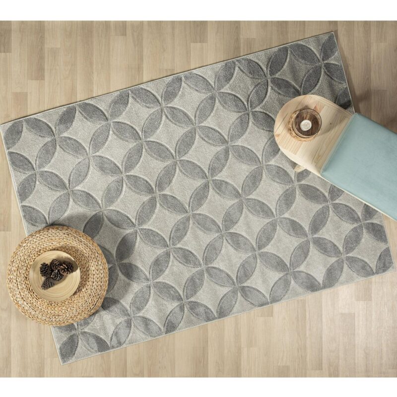 Grey Carved Petals Indoor Area Rug, High-Low Pile, Better Homes and Gardens, 8' x 10'