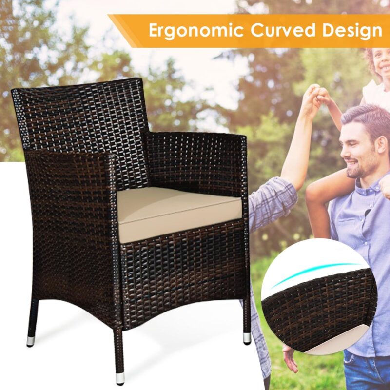 Gymax 4PCS Patio Rattan Outdoor Furniture Set w/ Cushioned Chair Loveseat Table - Image 7