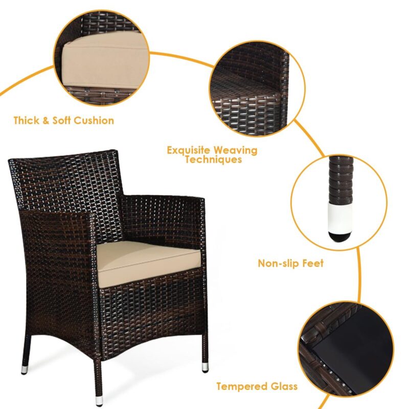 Gymax 4PCS Patio Rattan Outdoor Furniture Set w/ Cushioned Chair Loveseat Table - Image 10