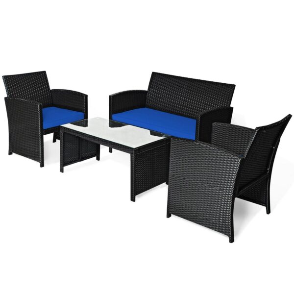 Gymax 4PCS Rattan Ou cf7bdedad45bcf2d2c99de6a3559ef03