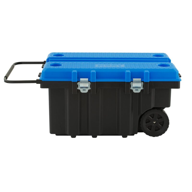 HART 50 Gallon Rolling Plastic Tool Chest with Work Top for Garage, Black with Blue Lid - Image 16