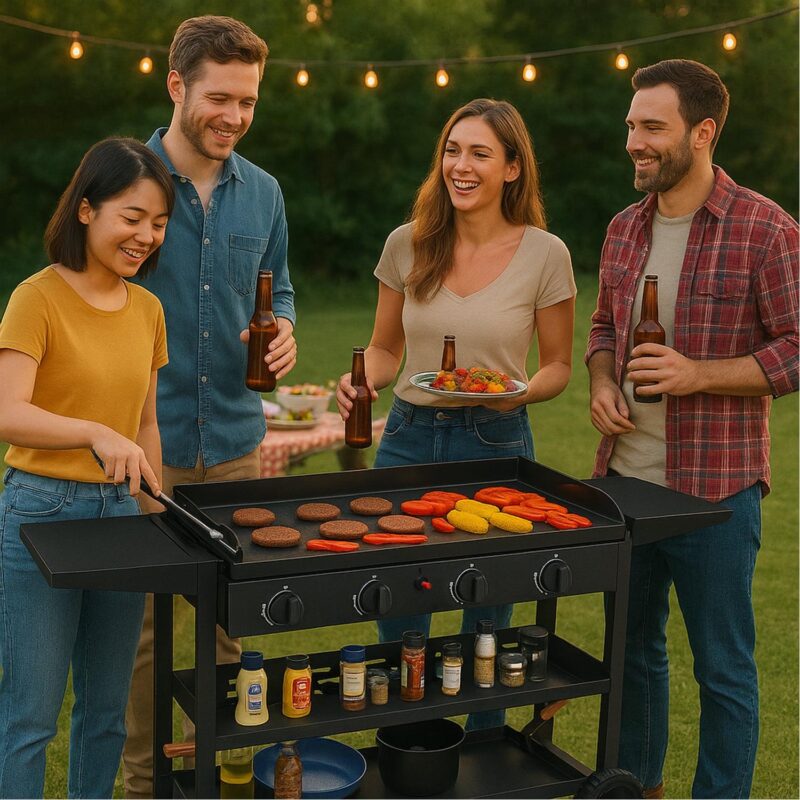HONGGE 4-Burner Propane Flat Top Griddle Grill for BBQ, Camping, Outdoor Cooking - Image 9