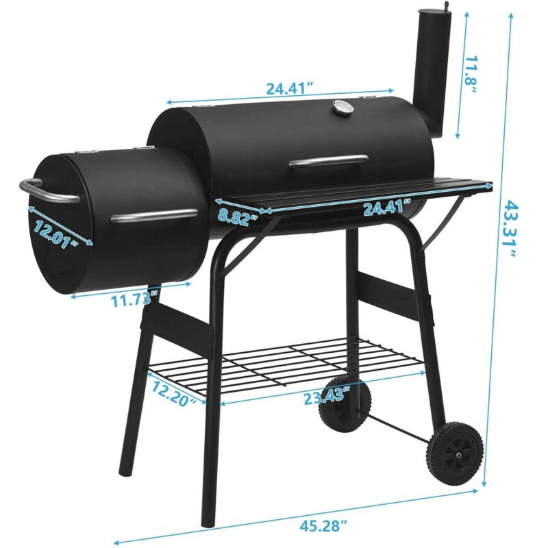 HONGGE BBQ Charcoal Grill Outdoor Portable Barbecue Grill, Offset Smoker Barbecue Oven with Wheels - Image 4