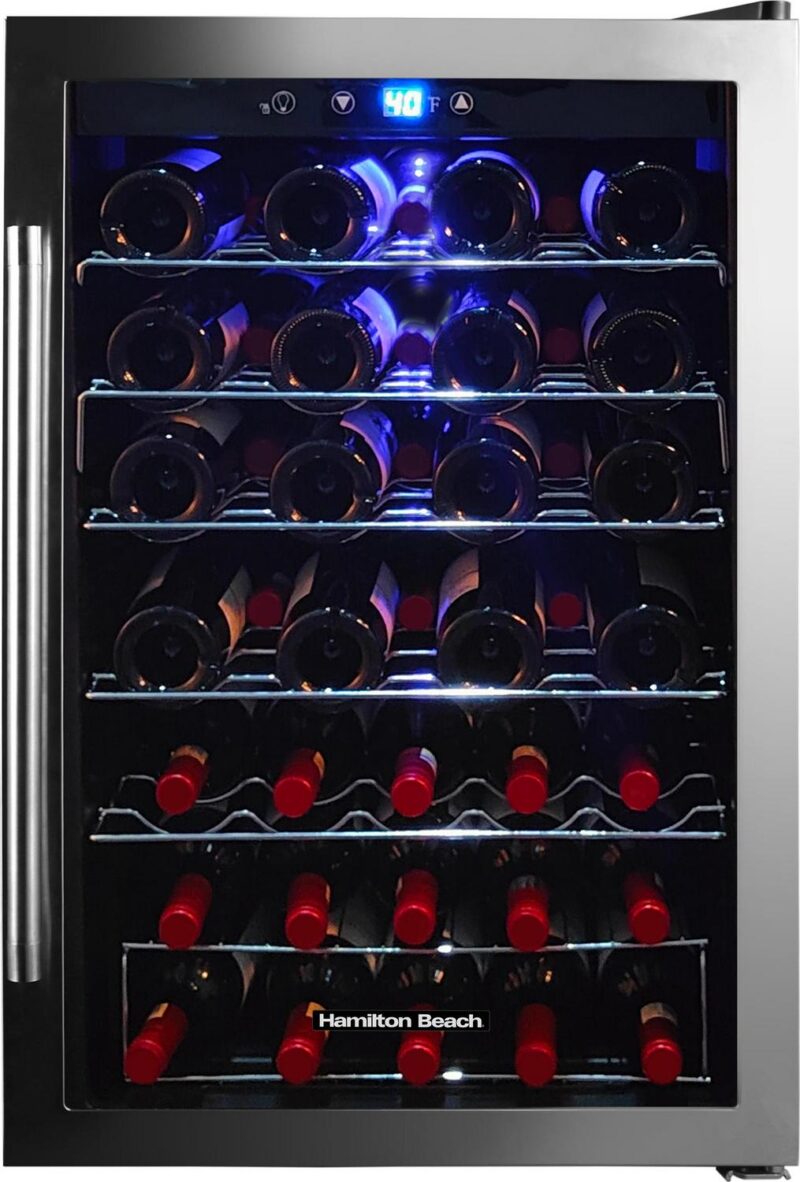 Hamilton Beach, 22 Bottle, 2.6 Cu. Ft. Wine/Beverage Center, Glass Door, Black