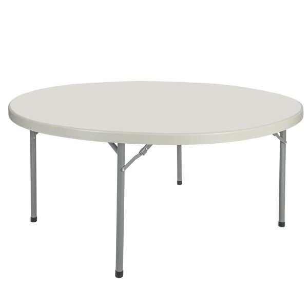 Hampden Furnishings Baldwin Collection 60  Plastic/Steel Round Folding Table, Grey