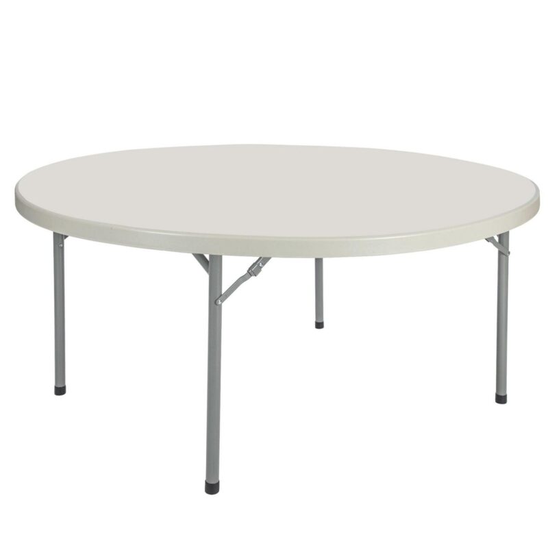 Hampden Furnishings Baldwin Collection 60  Plastic/Steel Round Folding Table, Grey