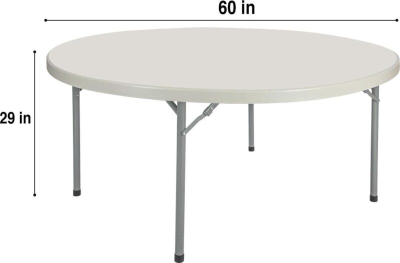 Hampden Furnishings Baldwin Collection 60  Plastic/Steel Round Folding Table, Grey - Image 3