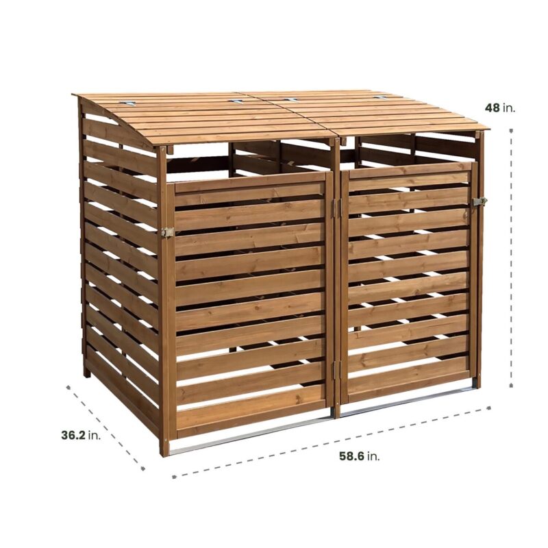 Hanover Outdoor Wood Trash Can Storage Shed, Brown,HANWS0103-BRN - Image 3