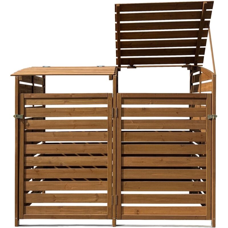 Hanover Outdoor Wood Trash Can Storage Shed, Brown,HANWS0103-BRN - Image 10