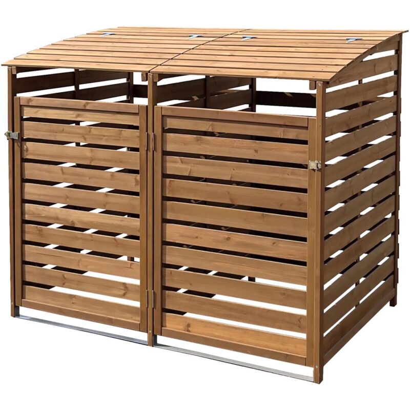 Hanover Outdoor Wood Trash Can Storage Shed, Brown,HANWS0103-BRN - Image 14