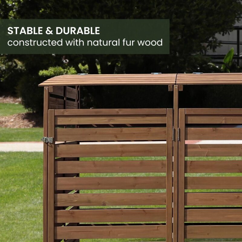 Hanover Outdoor Wood Trash Can Storage Shed, Brown,HANWS0103-BRN - Image 6