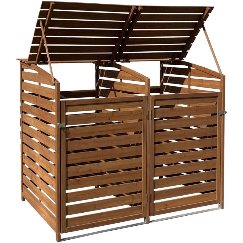 Hanover Outdoor Wood Trash Can Storage Shed, Brown,HANWS0103-BRN - Image 12