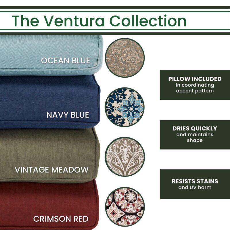 Hanover Ventura Steel Outdoor Patio Woven Luxury Recliner with Brown Wicker, Ocean Blue Cushions and Pillow, VENTURAREC-BLU - Image 8