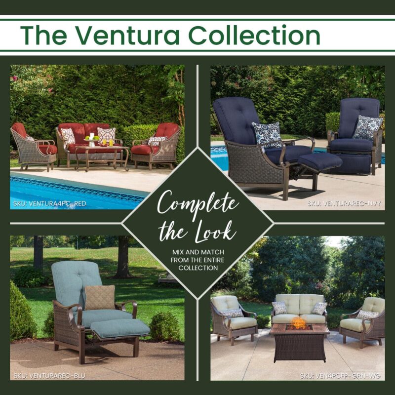 Hanover Ventura Steel Outdoor Patio Woven Luxury Recliner with Brown Wicker, Ocean Blue Cushions and Pillow, VENTURAREC-BLU - Image 10