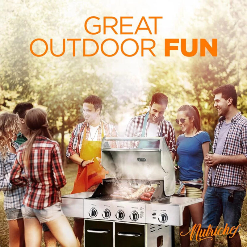 Heavy-Duty 5-Burner Propane Gas Grill - Stainless Steel Grill, 4 Main Burner with 1 side burner, 52,000 BTU Grilling Capacity, Electronic Ignition System, Built-in Thermometer - NutriChef NCGRIL2 - Image 7