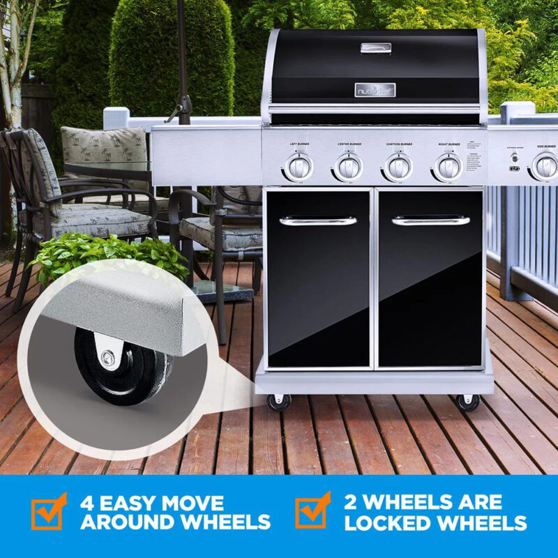 Heavy-Duty 5-Burner Propane Gas Grill - Stainless Steel Grill, 4 Main Burner with 1 side burner, 52,000 BTU Grilling Capacity, Electronic Ignition System, Built-in Thermometer - NutriChef NCGRIL2 - Image 6