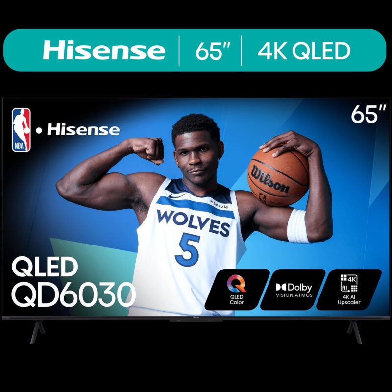 Hisense 65-Inch Class QD6030G Series QLED Google Smart TV (65QD6030G, 2025 Model) - QLED, Dolby Vision, Dolby Atmos, Motion Rate 120, HDR 10+, Game Mode Plus