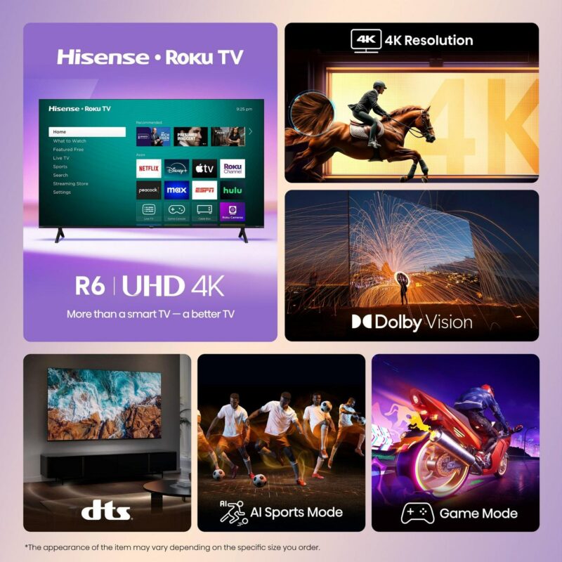 Hisense 75  Class 4K UHD LED LCD Roku Smart TV HDR R6 Series 75R6E4 - Image 3