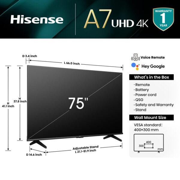 Hisense 75 Inch Clas da10ecd3cff381a098478fb3e2128847