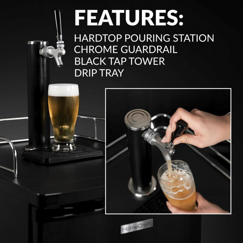 HomeCraft BK49BS 4.9 Cu. Ft. Black Stainless Steel Full-Size Kegorator Draft Beer Dispenser and Beer Cooler - Image 3