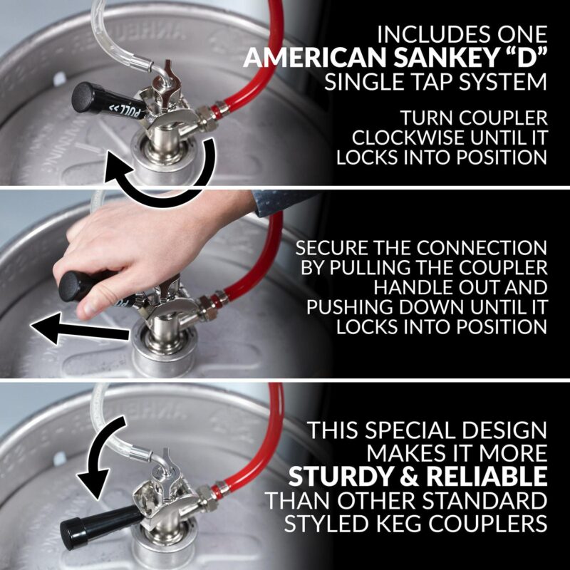 HomeCraft BK49BS 4.9 Cu. Ft. Black Stainless Steel Full-Size Kegorator Draft Beer Dispenser and Beer Cooler - Image 5