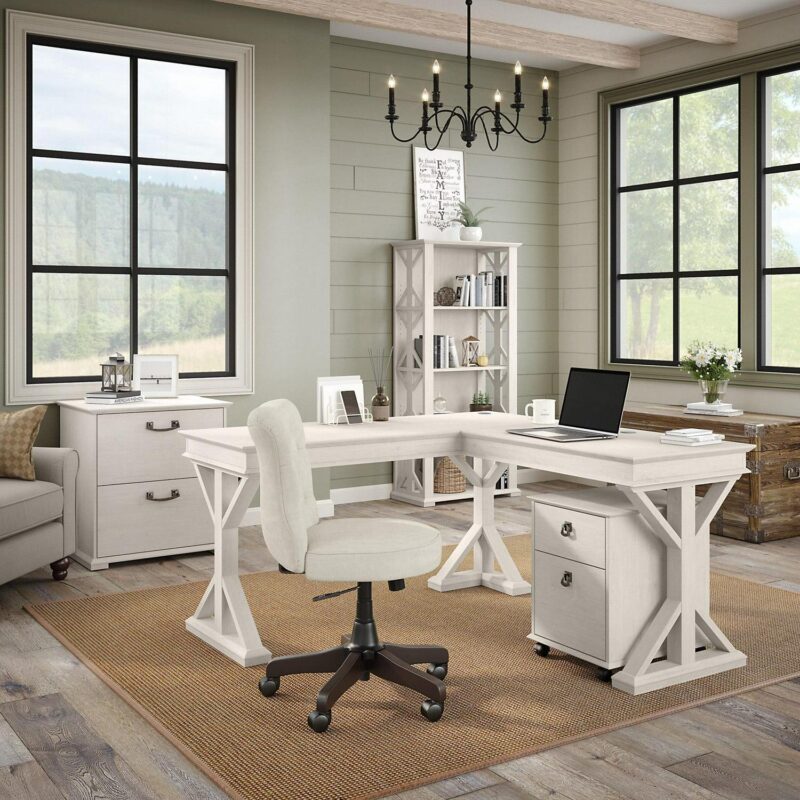 Homestead 4 Shelf Farmhouse Bookcase in Linen White Oak - Engineered Wood - Image 3
