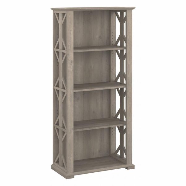 Homestead 4 Shelf Farmhouse Bookcase in Driftwood Gray - Engineered Wood