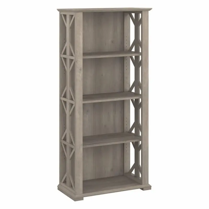 Homestead 4 Shelf Farmhouse Bookcase in Driftwood Gray - Engineered Wood