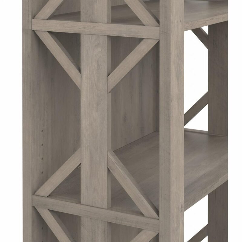 Homestead 4 Shelf Farmhouse Bookcase in Driftwood Gray - Engineered Wood - Image 5