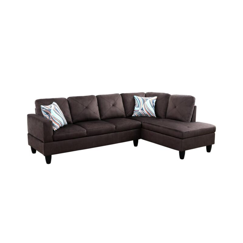 Hommoo 4 Seat Sectional Sofa Living Room Furniture Sets, Modern Microfiber L Shaped Couches and Sofas Model for Home, Espresso(No Ottomans) - Image 2