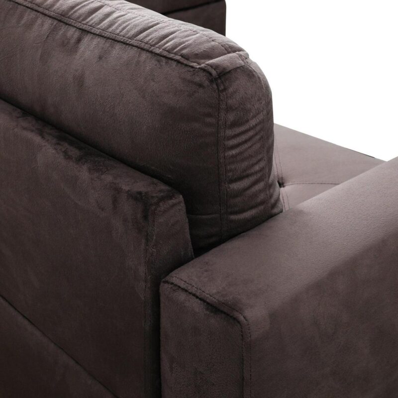 Hommoo 4 Seat Sectional Sofa Living Room Furniture Sets, Modern Microfiber L Shaped Couches and Sofas Model for Home, Espresso(No Ottomans) - Image 6