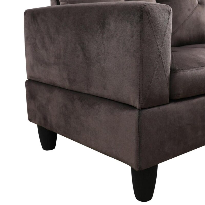 Hommoo 4 Seat Sectional Sofa Living Room Furniture Sets, Modern Microfiber L Shaped Couches and Sofas Model for Home, Espresso(No Ottomans) - Image 7