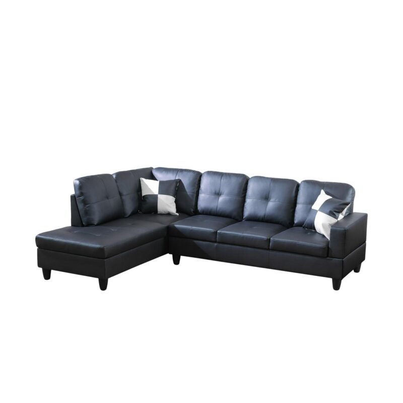 Hommoo Faux Leather L-Shaped Sectional Sofa, Living Room Furniture Sets, Modern 4-Seat Couches and Sofas Set for Home& Office, Black (No Ottomans) - Image 2