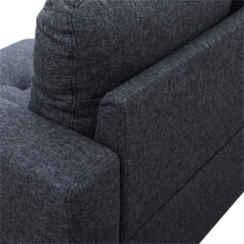 Hommoo Flannel 4-Seat L-Shape Sectional Couch Sofa, Living Room Furniture Sets, Black Grey(No Ottoman) - Image 6