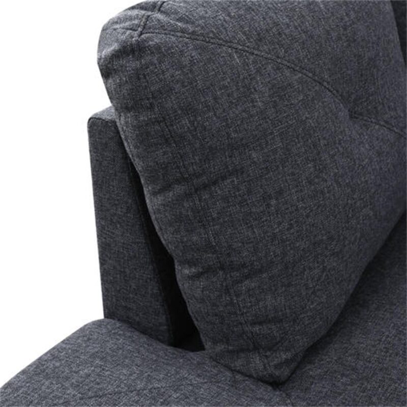 Hommoo Flannel 4-Seat L-Shape Sectional Couch Sofa, Living Room Furniture Sets, Black Grey(No Ottoman) - Image 4
