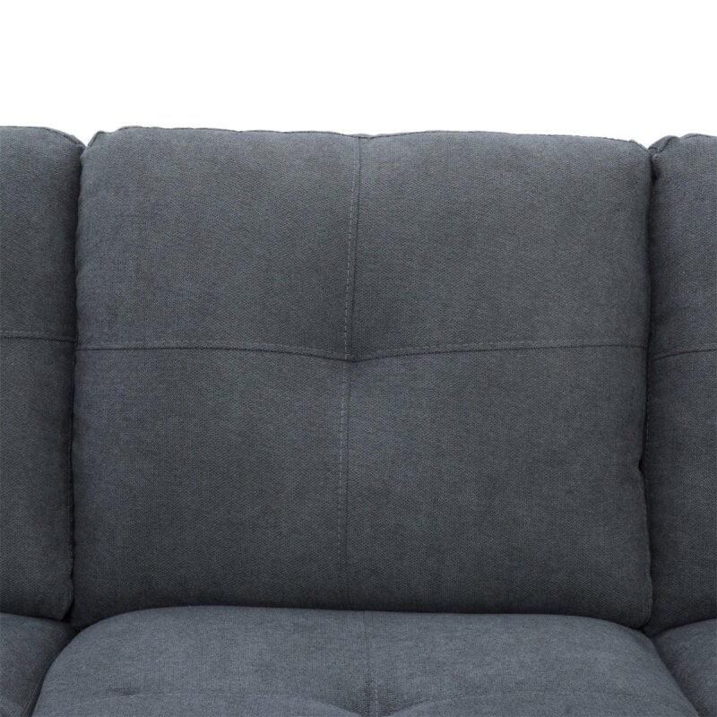 Hommoo Flannel Living Room Furniture Sets, 4-Seat Couches and Sofa Set, L Shaped Couch Set Sectional Sofa Set for Home, Apartment, Dorm, Dark Gray(No Ottoman) - Image 5