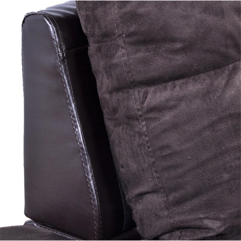 Hommoo Flannel and PVC Living Room Furniture Sets Sectional Sofa Couch Sets, Modern L Shaped Sectional Sofa Set, Dark Brown(No Ottoman) - Image 5