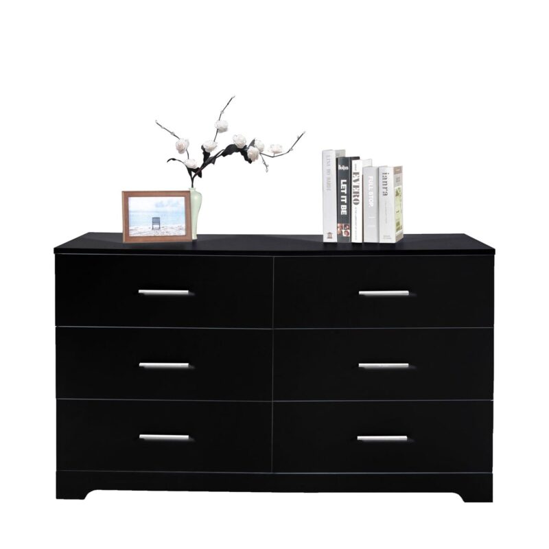 Hommoo Furniture,6 Drawer Double Dresser for Bedroom, Wide Storage Cabinet for Living Room Home Entryway, Black - Image 6