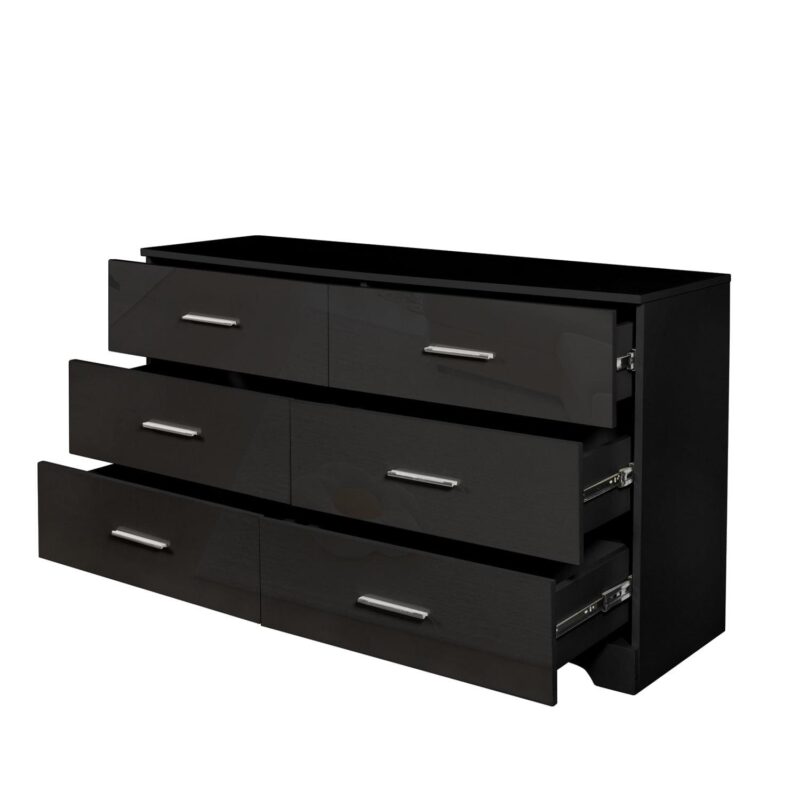 Hommoo Furniture,6 Drawer Double Dresser for Bedroom, Wide Storage Cabinet for Living Room Home Entryway, Black - Image 5