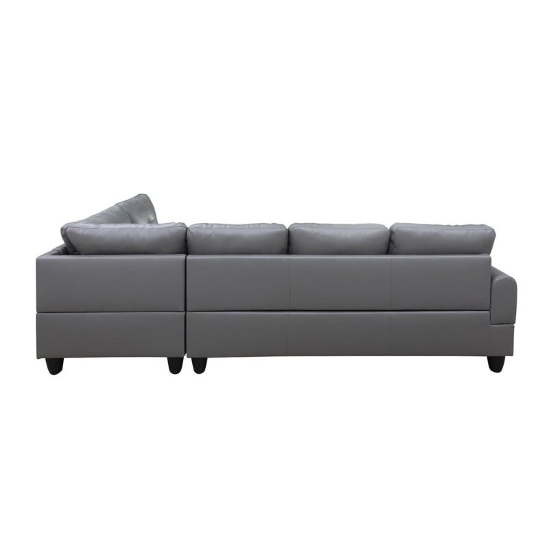 Hommoo L Shaped 4-Seat Couch, Faux Leather Sectional Couches and Sofas, Modern Living Room Furniture Sets Sectional Sofa Set, Dark Grey(No Ottoman) - Image 6
