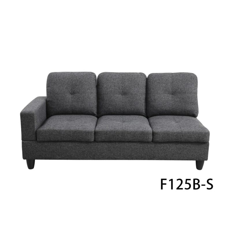 Hommoo Linen Living Room Furniture Set, Modern Couches and Sofa, Sectional Couch Sofa for Living Room, 17.5'' Back Height, Black Grey(No Ottomans) - Image 4