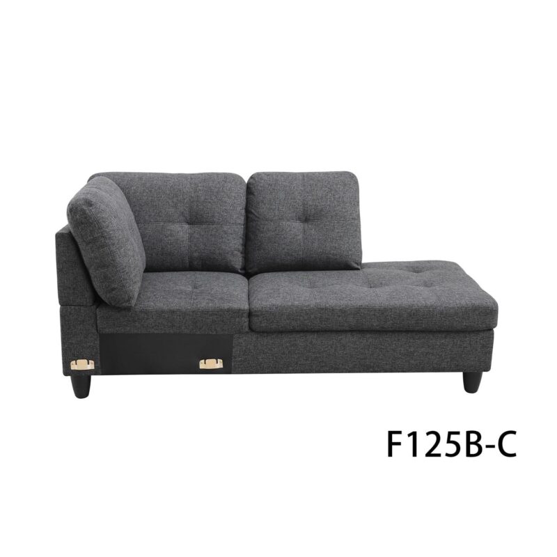 Hommoo Linen Living Room Furniture Set, Modern Couches and Sofa, Sectional Couch Sofa for Living Room, 17.5'' Back Height, Black Grey(No Ottomans) - Image 5