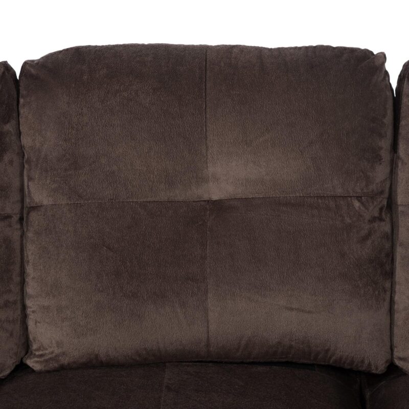 Hommoo Lint &PVC Sectional Sofa Couch Living Room Furniture Sets, Modern L Shaped Sectional Sofa Set, Brown(No Ottoman) - Image 6