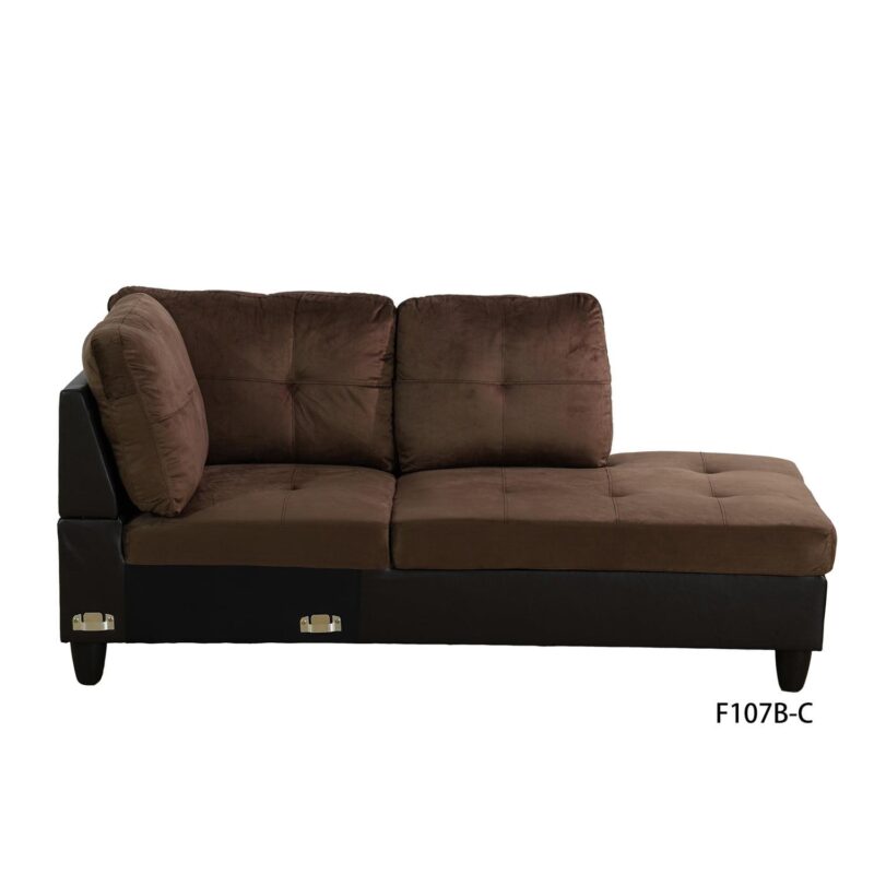 Hommoo Lint &PVC Sectional Sofa Couch Living Room Furniture Sets, Modern L Shaped Sectional Sofa Set, Brown(No Ottoman) - Image 4