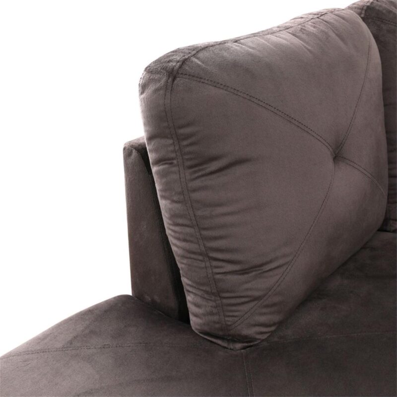Hommoo Modern Microfiber L Shaped Couches and Sofas Model, 4 Seat Sectional Sofa Living Room Furniture Sets for Home, Espresso(No Ottomans) - Image 6